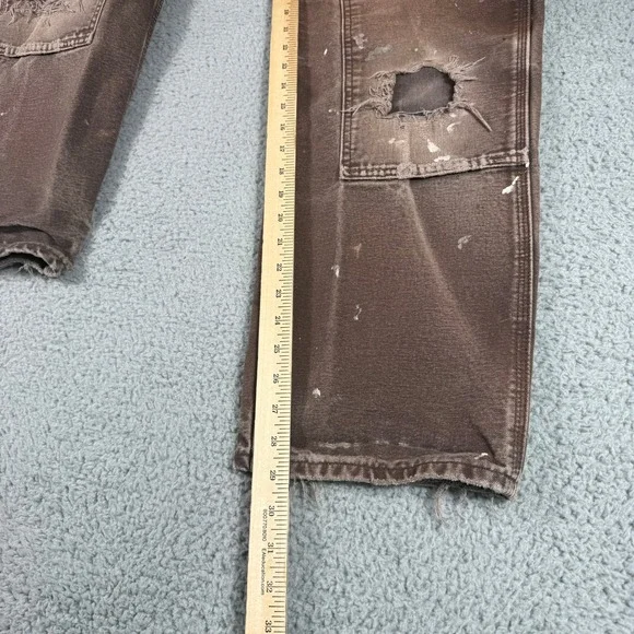 Carhartt Double Knee Jeans 32x29 Faded Thrashed Distressed Paint Splatter